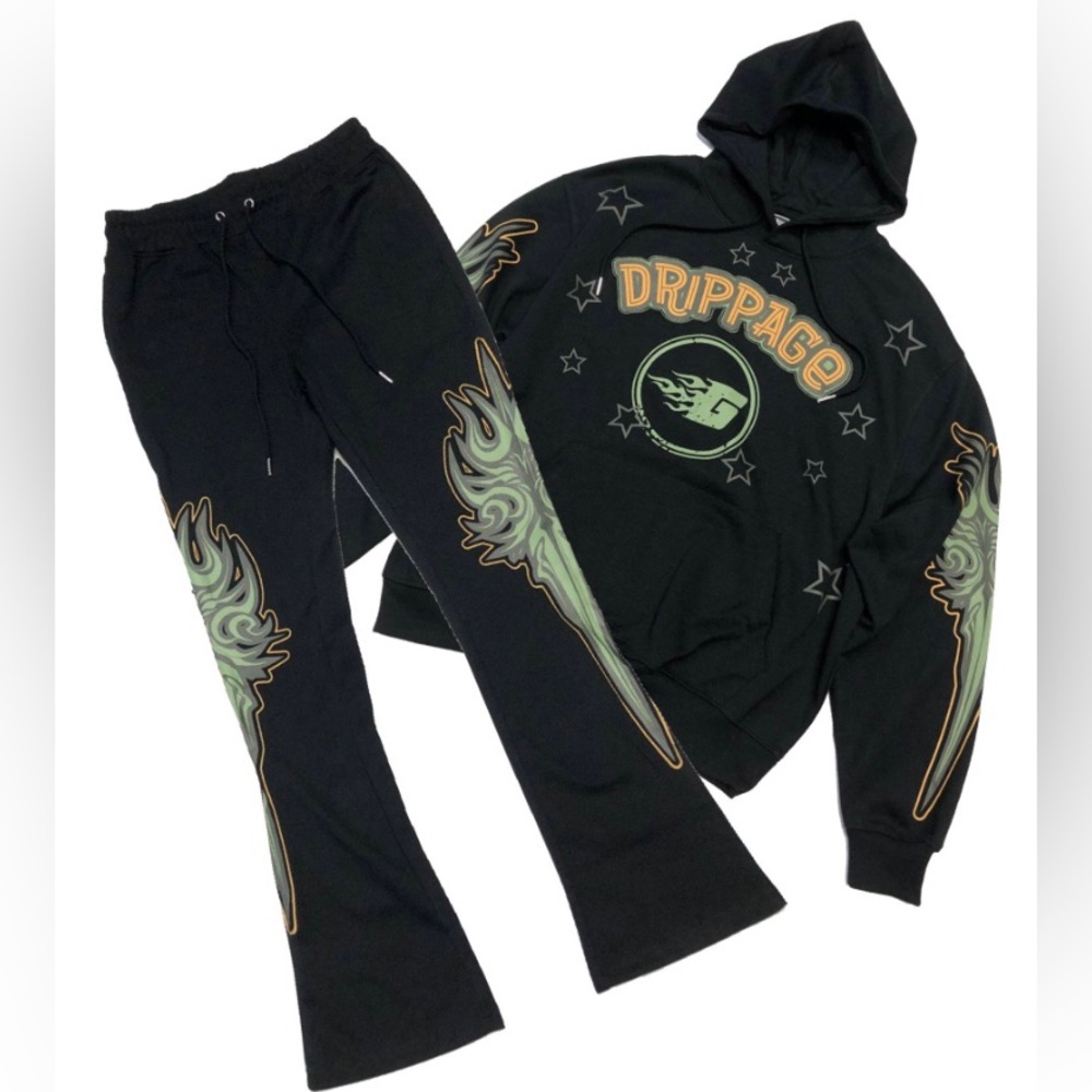 Genuine Drippage Fleece Stacked Flare Set
Style# GN4152
Color: Black, Olive